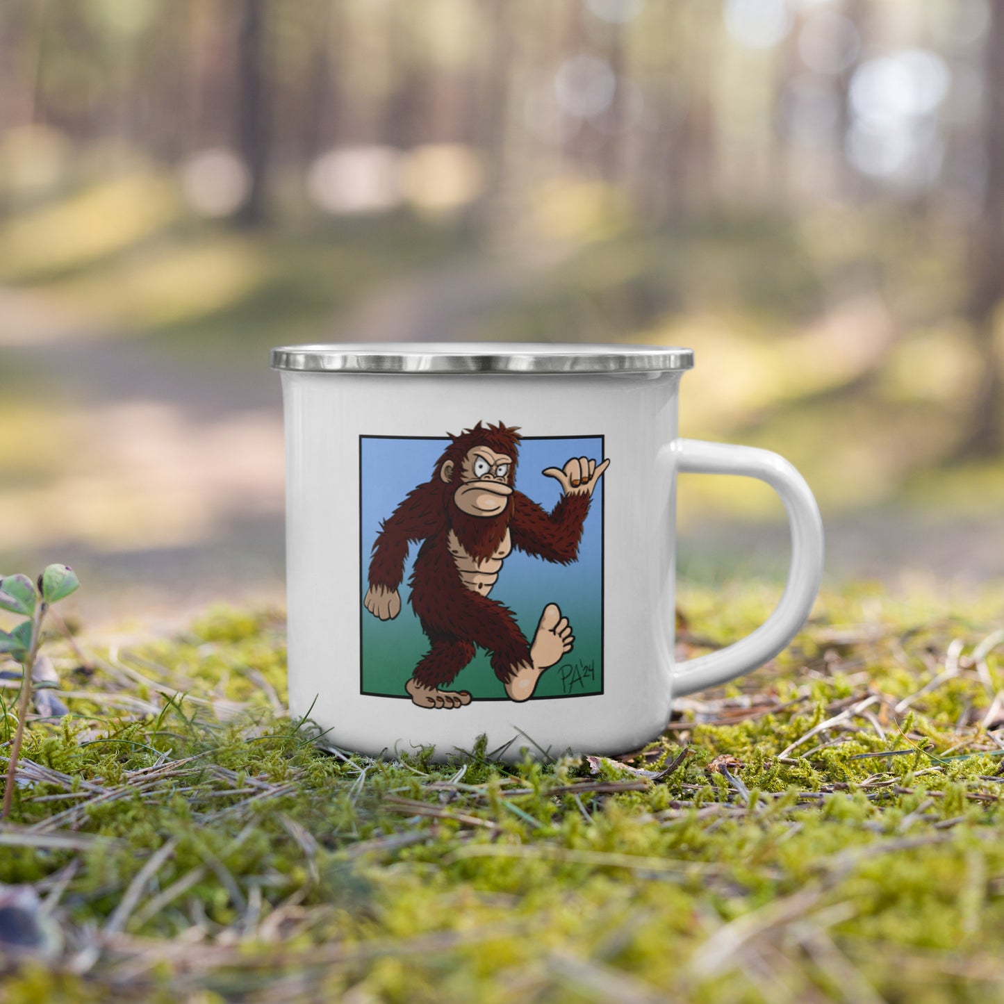 Hang Loose Sasquatch Enamel Mug