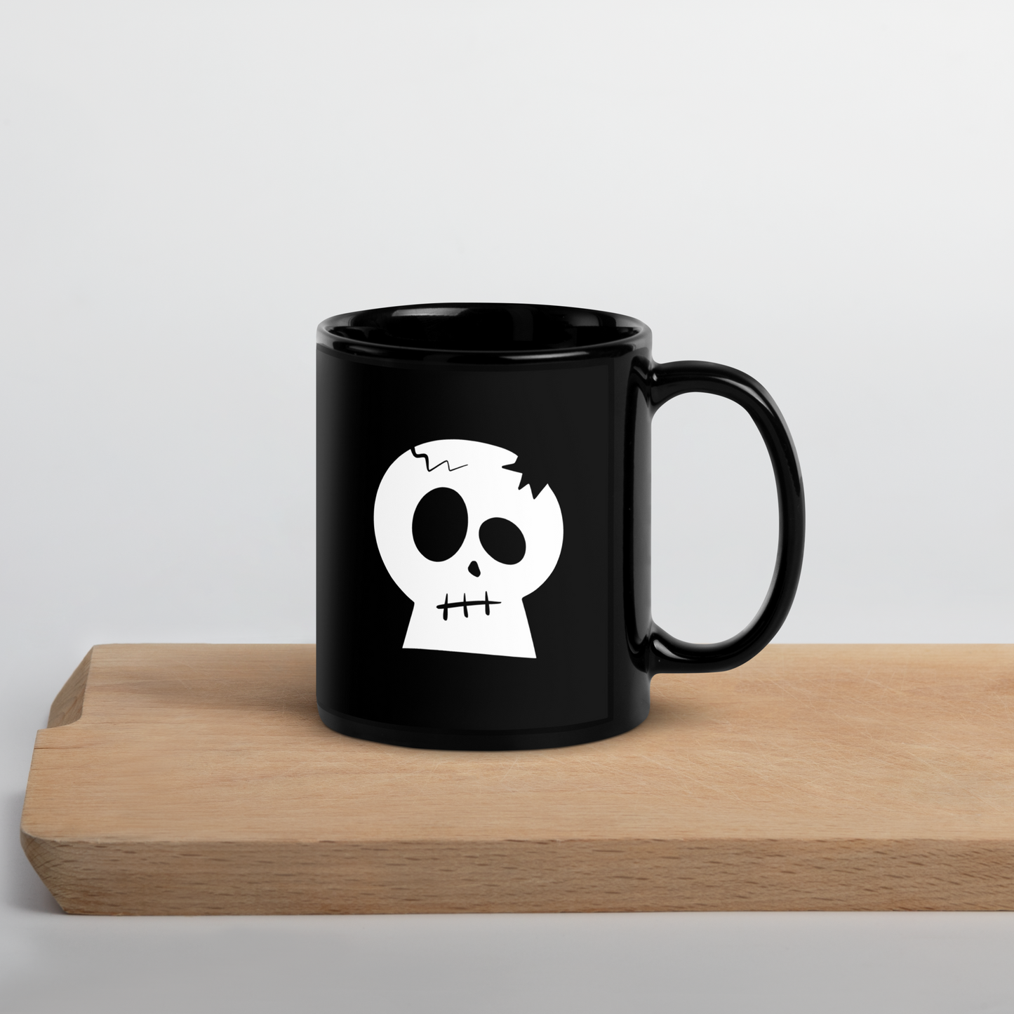 Skull "Dead Before Coffee" Black Glossy Mug