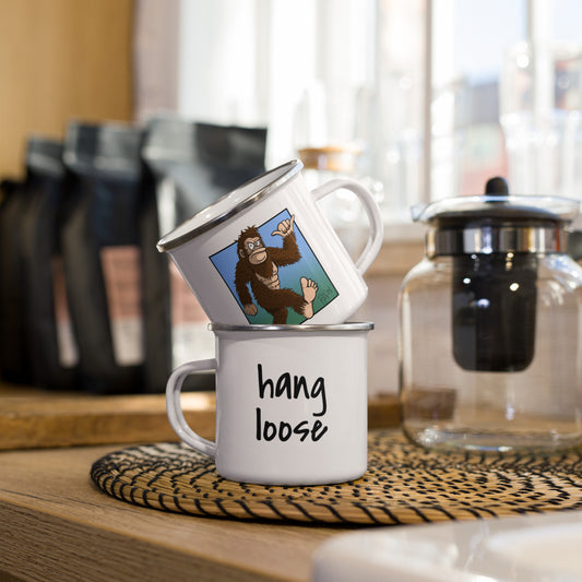 Hang Loose Sasquatch Enamel Mug